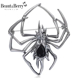 Beaut&Berry Halloween Crystal Spider Brooches for Women Unisex Insect Pins Casual Party Accessories New Gifts Friends Decoration
