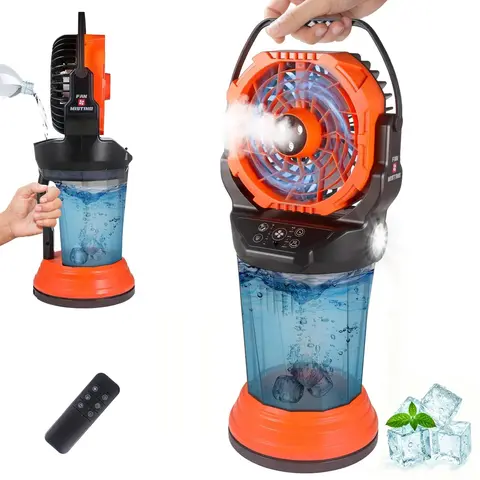 TaskStar Summer Outdoor Cooling Fan Portable Misting Fan with 33000mAh Large Battery Rechargeable Camping Fan for Patio/Beach/Fishing/Golf/Concert, Support Remote Contorl 120° Automatic Oscillating