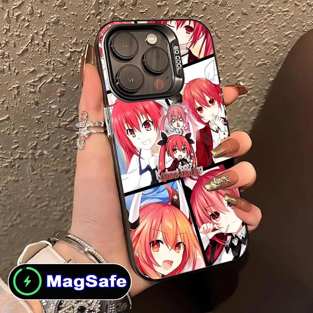 Funda de teléfono Date a Live Kotori Itsuka para iPhone 16 15 14 13 12 11 Pro Max Plus MagSafe, funda de Color translúcido para teléfono inteligente