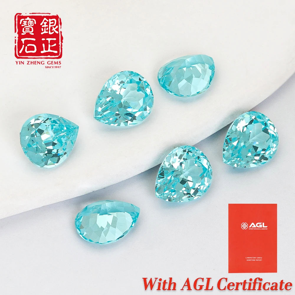 

0.2-0.4ct Lab Grown Paraiba Pear Shape Czochralski For DIY Jewelry Making Materials Selectable AGL Certificate Loose Gemstones