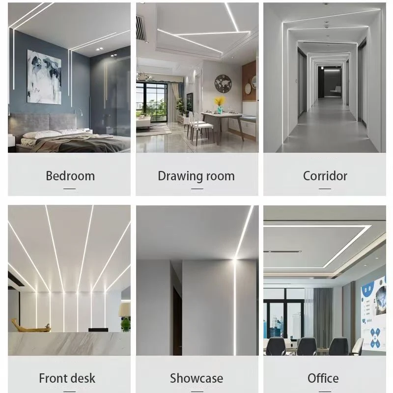 Trimless Recessed Aluminum Profile Ceiling Plaster-in Led Channel Lighting With Diffuser For Ceiling Bedroom Indoor