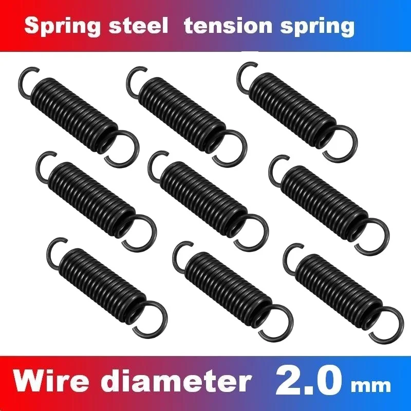 Wire Diameter 2mm Tension Spring Punch Springs Hook Extension Spring Length 50-300mm 2pcs/lot