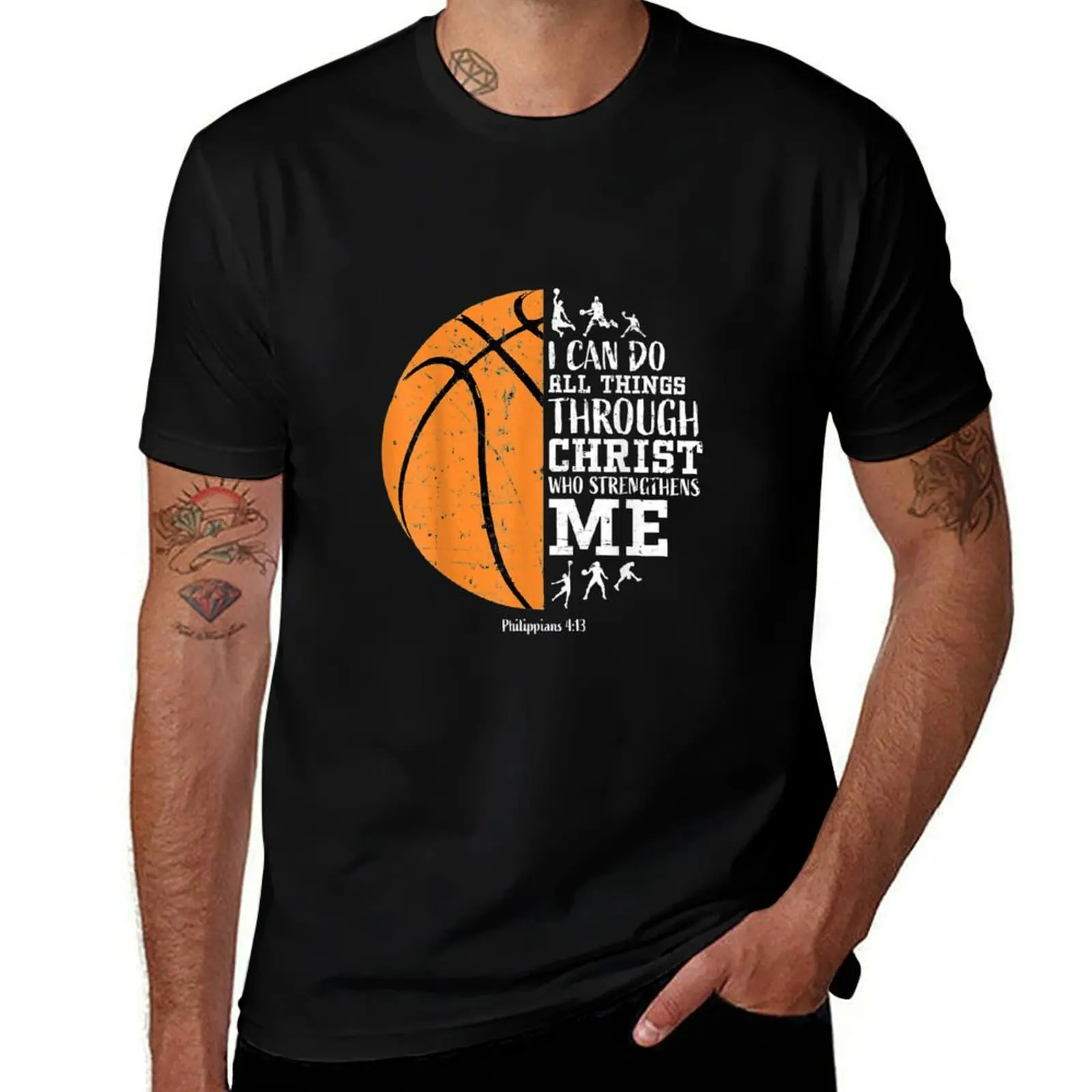 Christian Basketball I Can Do All Things Philippians T-Shirt Comfortable Work Wear Tee T-Shirt