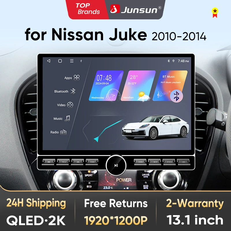 Junsun 13,1″ QLED Wireless CarPlay Android Auto Autoradio für Nissan Juke F15 2010-2014 Intelligente Systeme DSP SWC RDS GPS FM