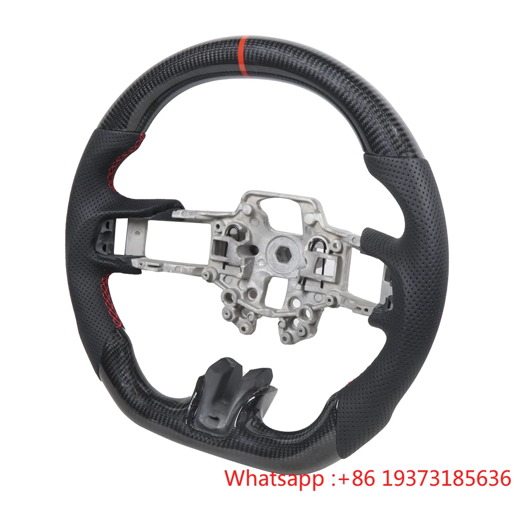 Steering Wheel CAR Carbon Fiber Flat Sport Steering Wheel Fit For Ford Mustang 2018-2024 Shelby GT500/GT350 Not Heated