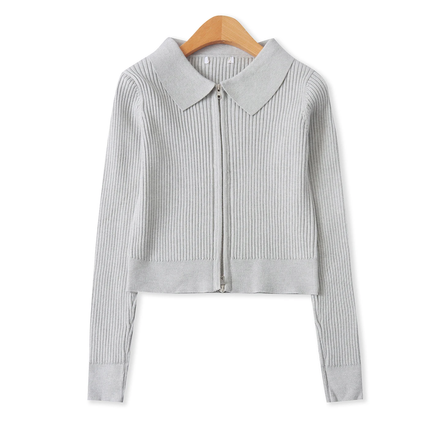 

Spring Autumn Zipper Long Sve ort Faion Collar High Elastici Sweater Women's Empire Sle Commute Slim Fit Knit...