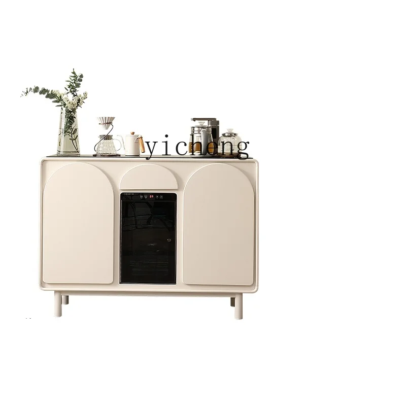 

Tqh Light Luxury Solid Wood Tea Machine Cream Style Living Room Sideboard Cabinet with Disinfection Integrated Cabinet