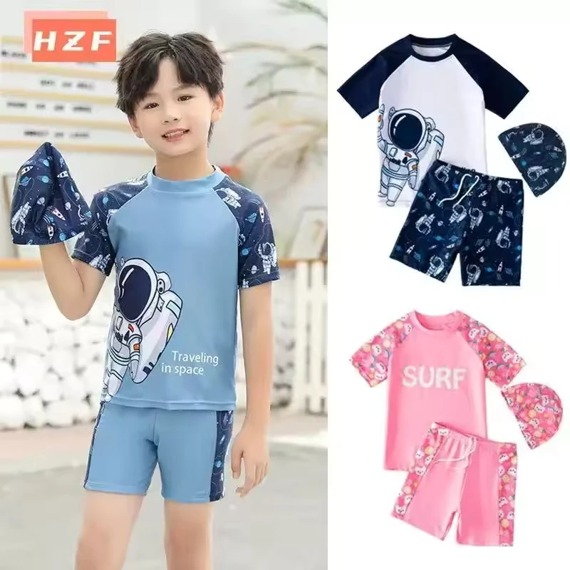 New children's swimwear for boys and girls, beach two-piece quick-dry professional swimsuit for older children