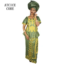 African Dresses For Woman Bazin Riche Computer Emboridery Plus Size Long Dress
