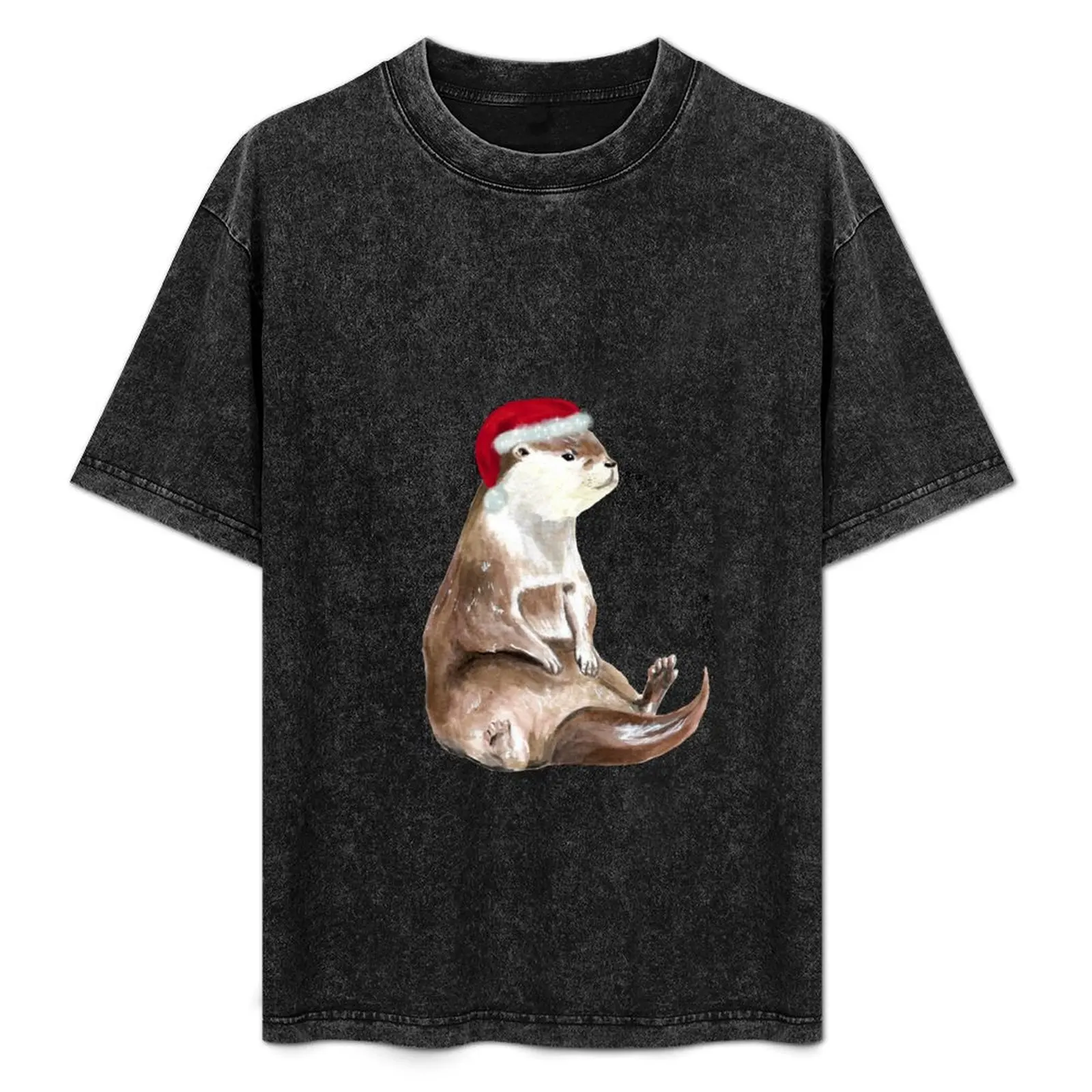 

Grumpy Santa hat Christmas otter T-Shirt t shirt man plain t shirts for man pack white T-Shirt