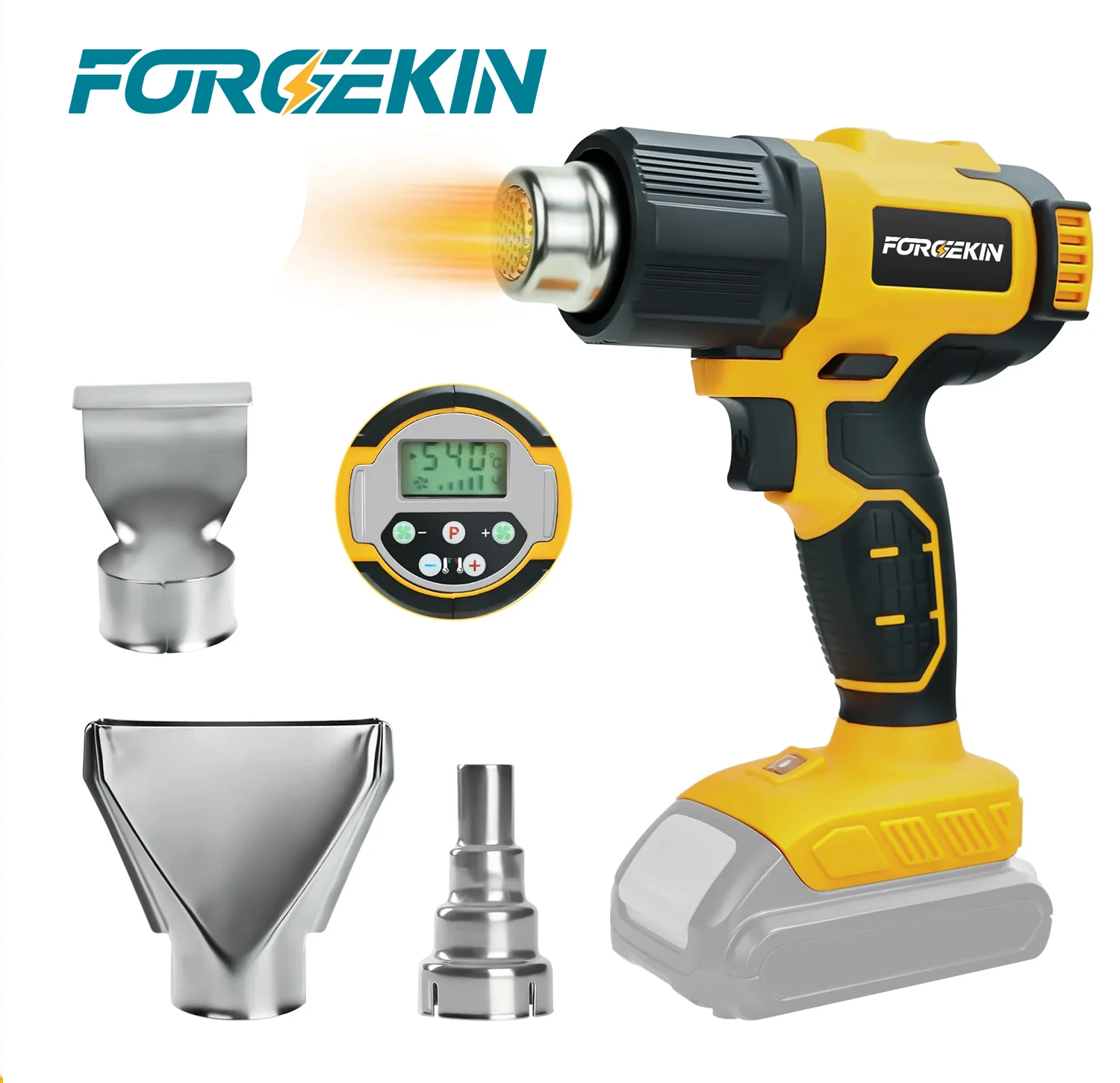 300W Cordless Heat Gun 60℃- 540℃ Fast Heating Hot Air Gun Variable Temperature Control DIY Craft for Dewalt 20V Battery Pin