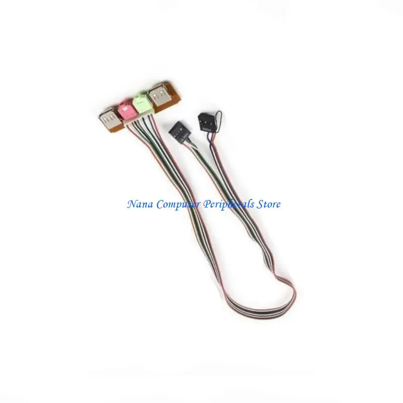 F68C USB 3.5mm Front Panel Interfaces Port Computer Chassis Case Desktop Extension Cable for 3.5mm Earphone Microphones