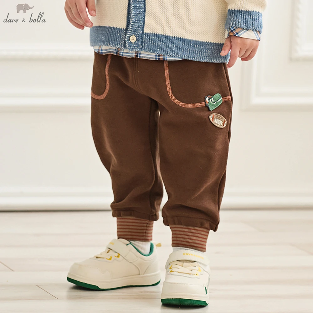 

Dave Bella Children's Autumn Spring Pants Boys Elastic Waist Casual Sports Knitted Pants with Pocket Jogger Trousers DB3252501