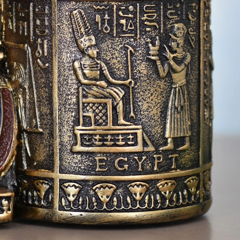 Ancient Egyptian Theme Figurine Desk Organizers Resins Craft Pen Holder Cup For Academic Space And Collectors Display A2BB