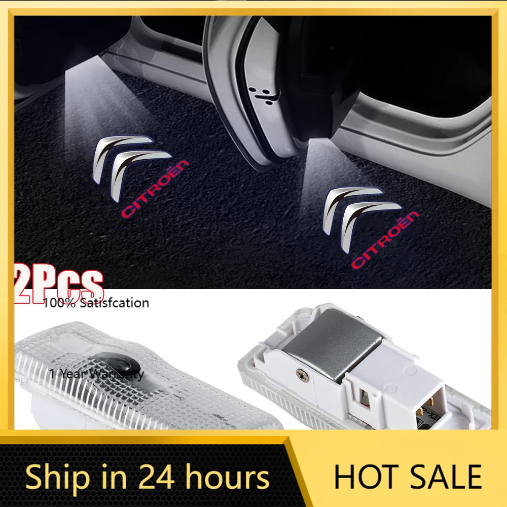 

2026 Горячая автомобильная наклейка, 2 шт., светодиодные лампы приветствия на дверь автомобиля, проектор с логотипом для Citroen C3 C5 C4 C-QUATRE Ghost Shadow Lamp Courtesy Li