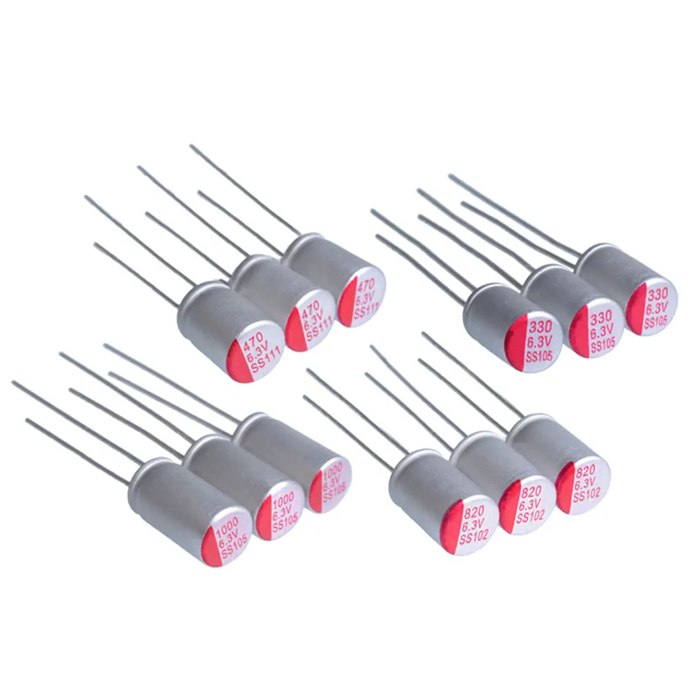 10PCS Polimerowy kondensator stały 6.3V 10V 16V 25V 35V 50V 100V 10uF 22uF 33uF 47uF 68uF 100uF 220uF 270uF 330uF 470uF 1000uF 2200uF