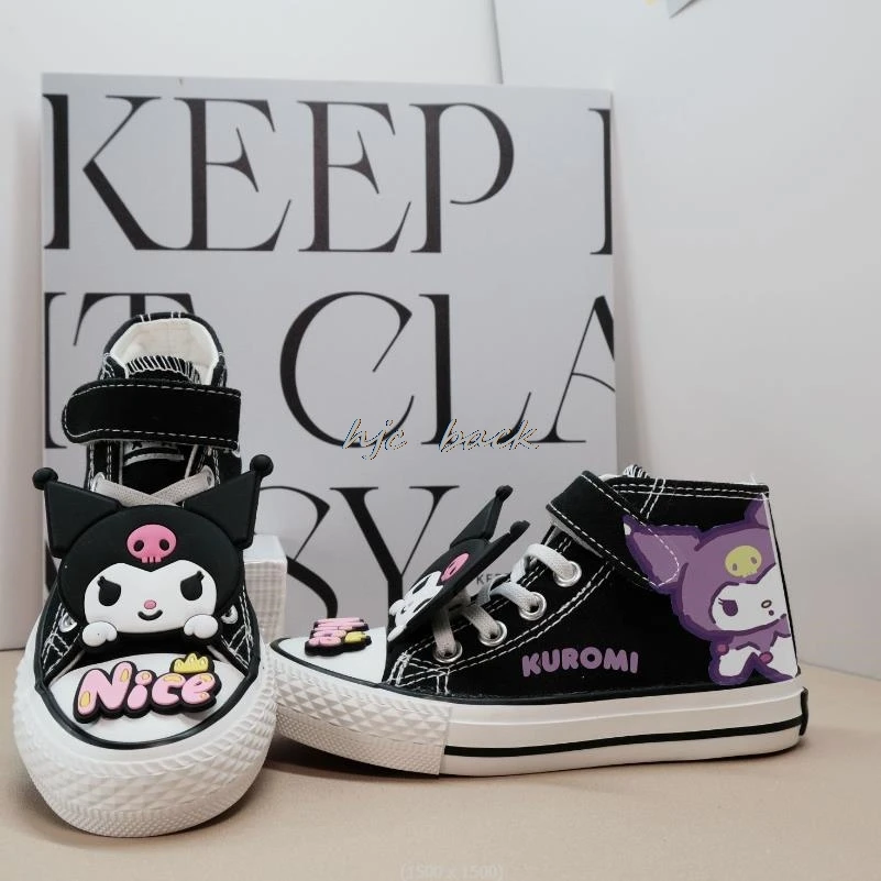 Moda dziewczęca wysokie góry piękne Kuromi Melody dziecięce tenisówki Casual Cartoon sportowe wygodne buty dziecięce drukuj chłopięce buty do tenisa