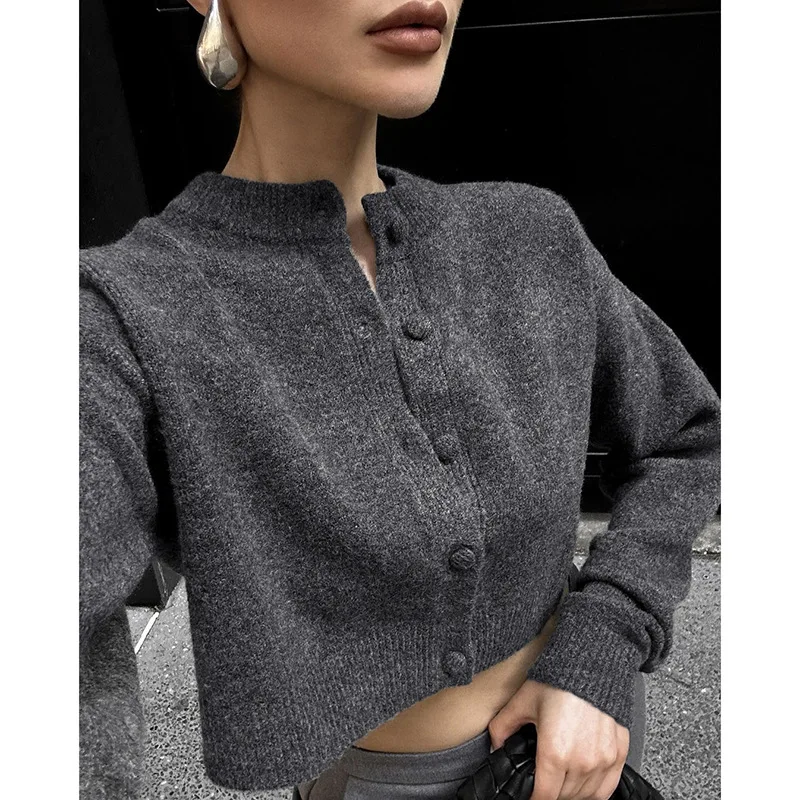 

Женское базовое шерстяное пальто YL24418, осенний простой повседневный короткий топ во французском стиле, универсальная мода