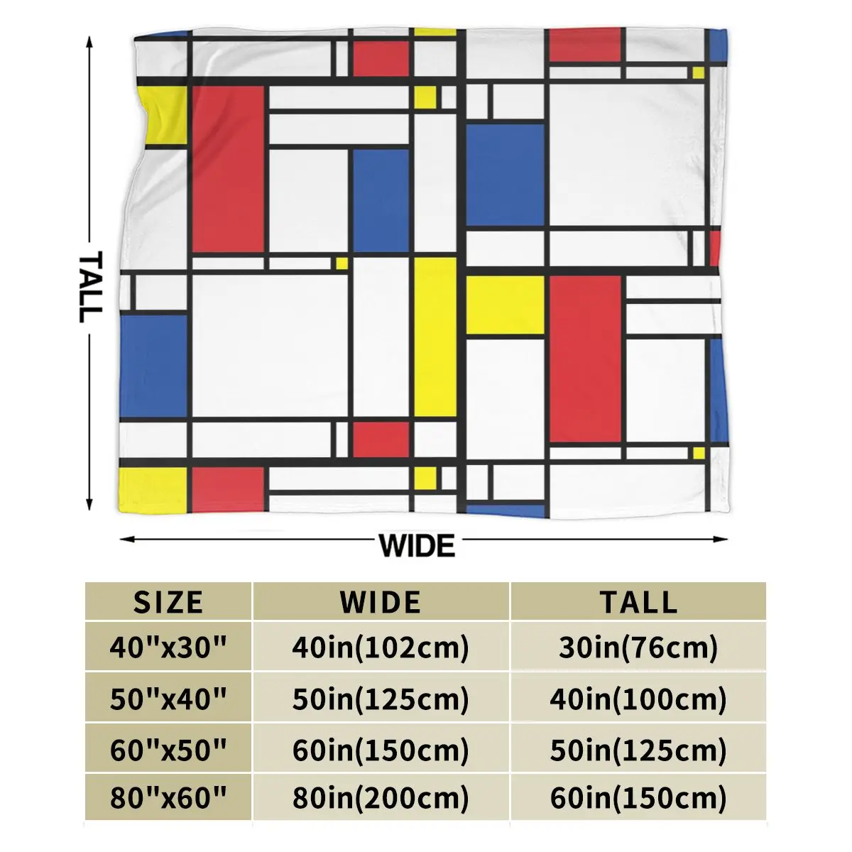 Mondrian Minimalist De Stijl Modern Art Fatfatin Blankets Soft Warm Flannel Throw Blanket Cover for Bed Living room Home Sofa