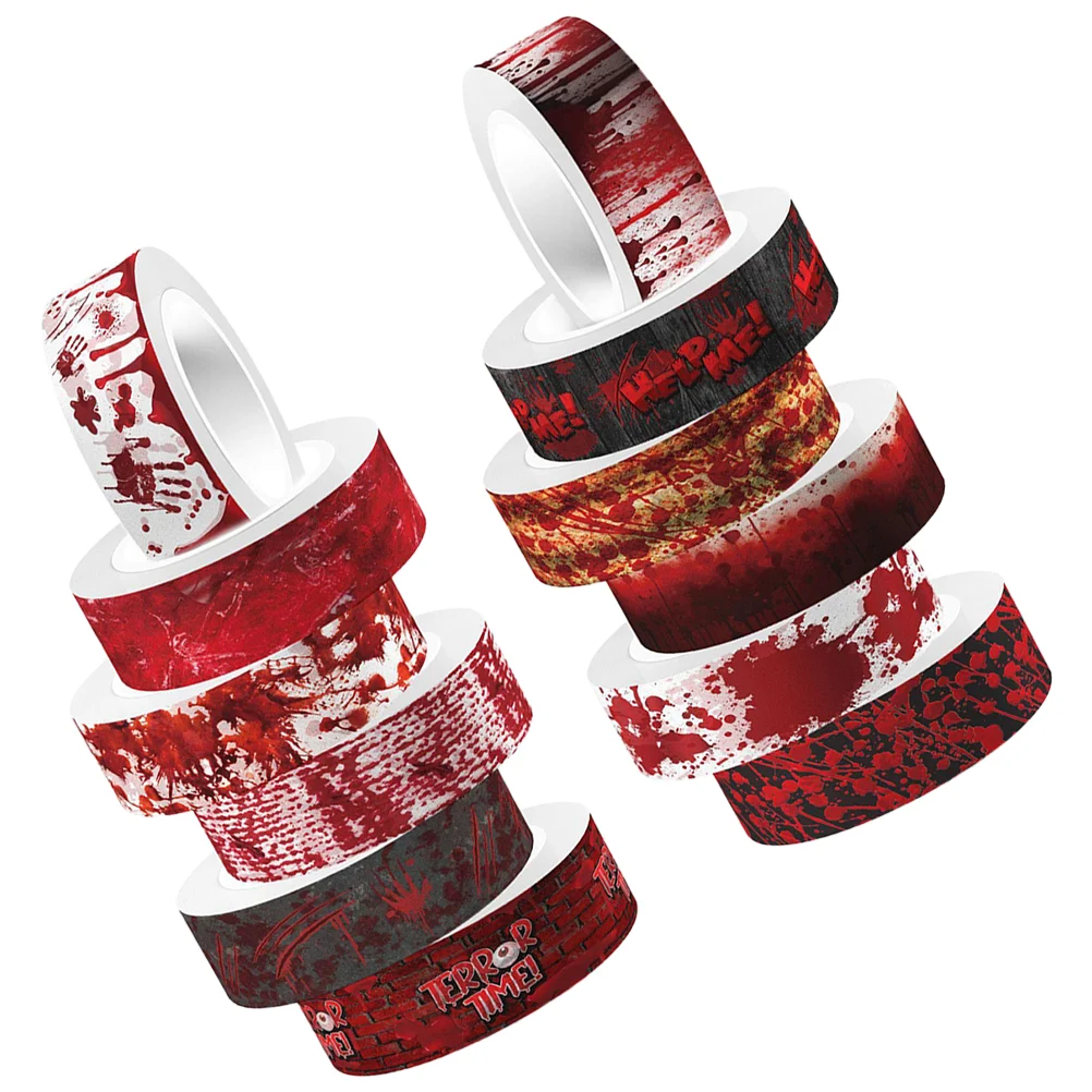 12 Rolls of Halloween Element Tape DIY Crafts Tape Scrapbooking Bloody Tape Hand Account Washi Tape halloween washi tape