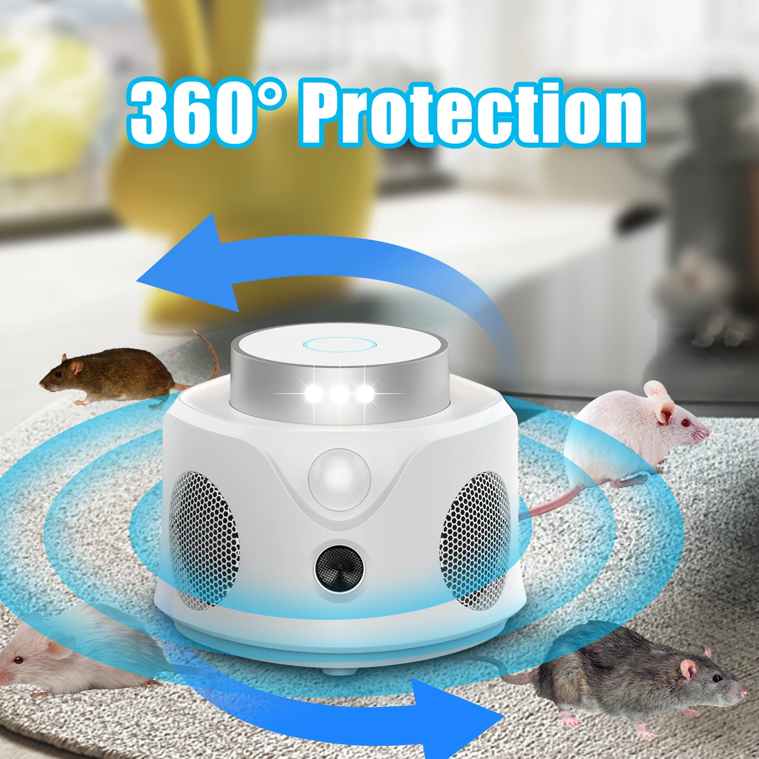 1Pc Ultrasonic Mouse Repellent Indoor and Outdoor High Power Sound Waves Repel Mice Squirrels Bats Pest Control