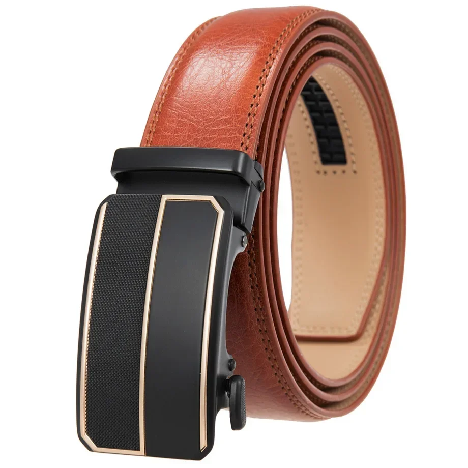 2026 Strap Male Alloy Automatic Buckle Famous Brand Tan Brown Belt Men Top Quality Genuine Luxury Leather Belts for Men B1012