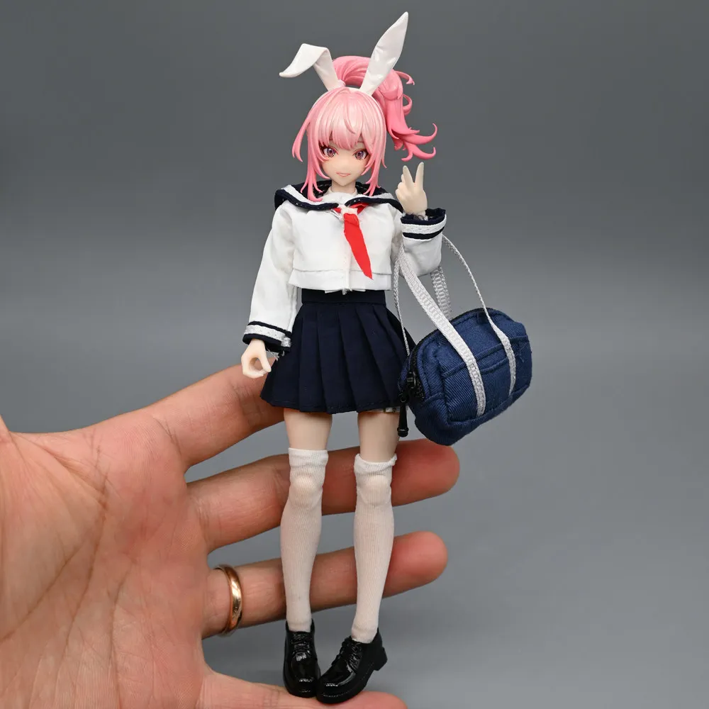 1/12 Scale Female Soldier JK Sailor Uniform Pleated Skirt Shirts Student Uniform Bags Socks for 6''Bodies Figures DIY - view 2