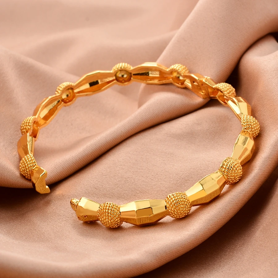 Dubai 24K Indian Gold Color Bangles For Women men Various Shapes Bracelet African Hiphop Jewellery Gifts