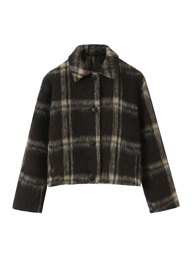 

Новая женская мода в европейском стиле, универсальный темпераментный карманный декор, клетчатая куртка с длинными рукавами и лацканами