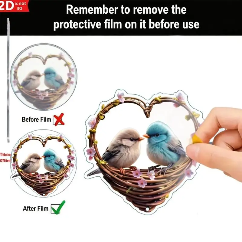 Heart Shaped Bird Wind Chime Set Hanging Metal Bells for Outdoor Garden Patio Unique Yard Decoration for Home