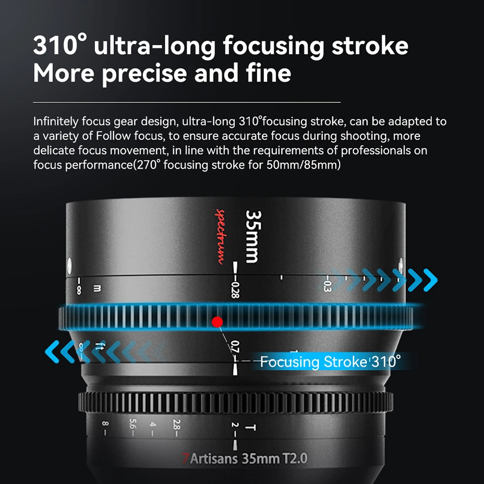 7artisans 35mm 50mm 85mm T2.0 Spectrum Full Frame Cine Lens for Sony A7 Nikon Z5 Z50 Canon R5 R6 L Mount