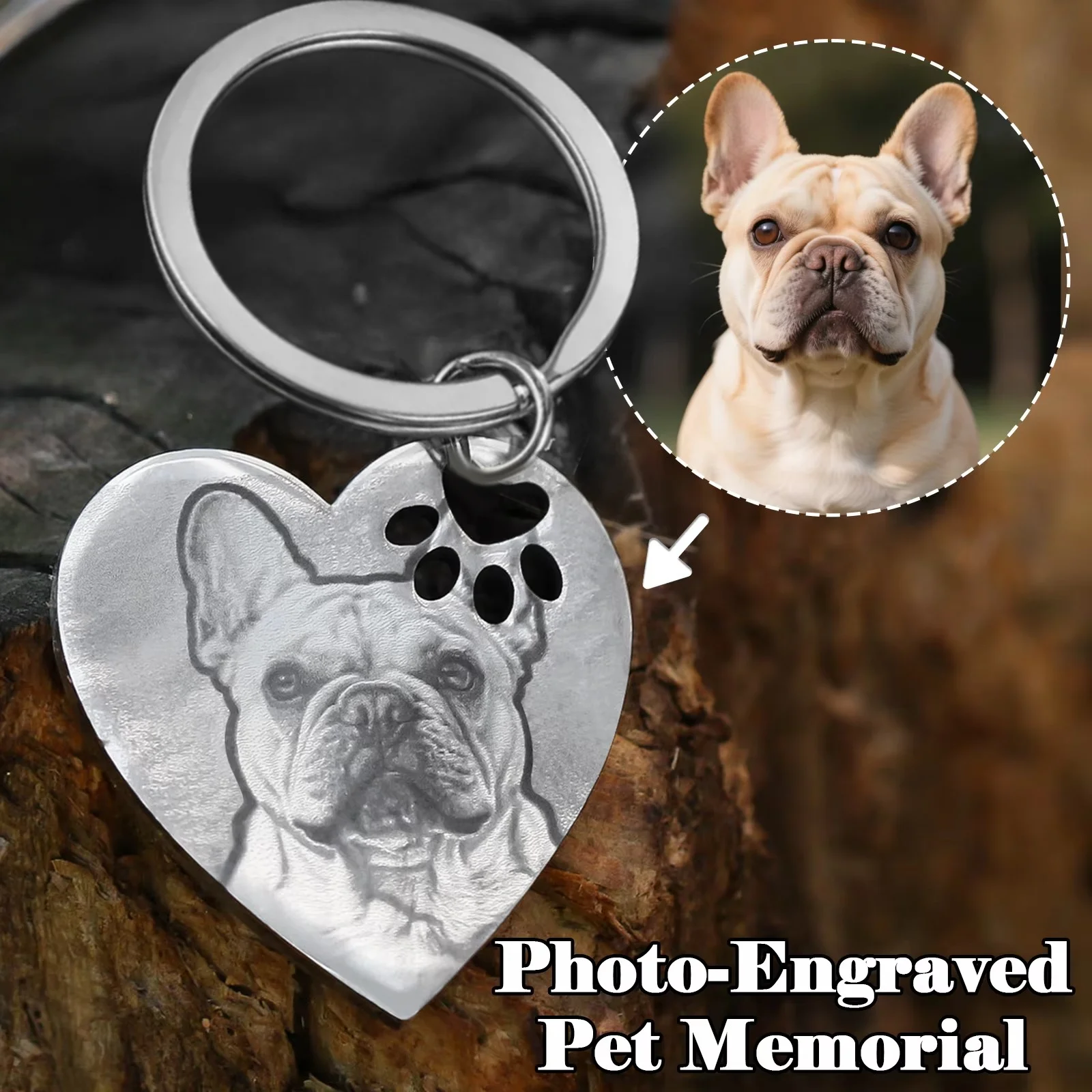 Custom Pet Photo Keychain - Personalized Laser-Engraved Keepsake Gift for Men & Women,  Perfect for Couples /Pet lovers gift