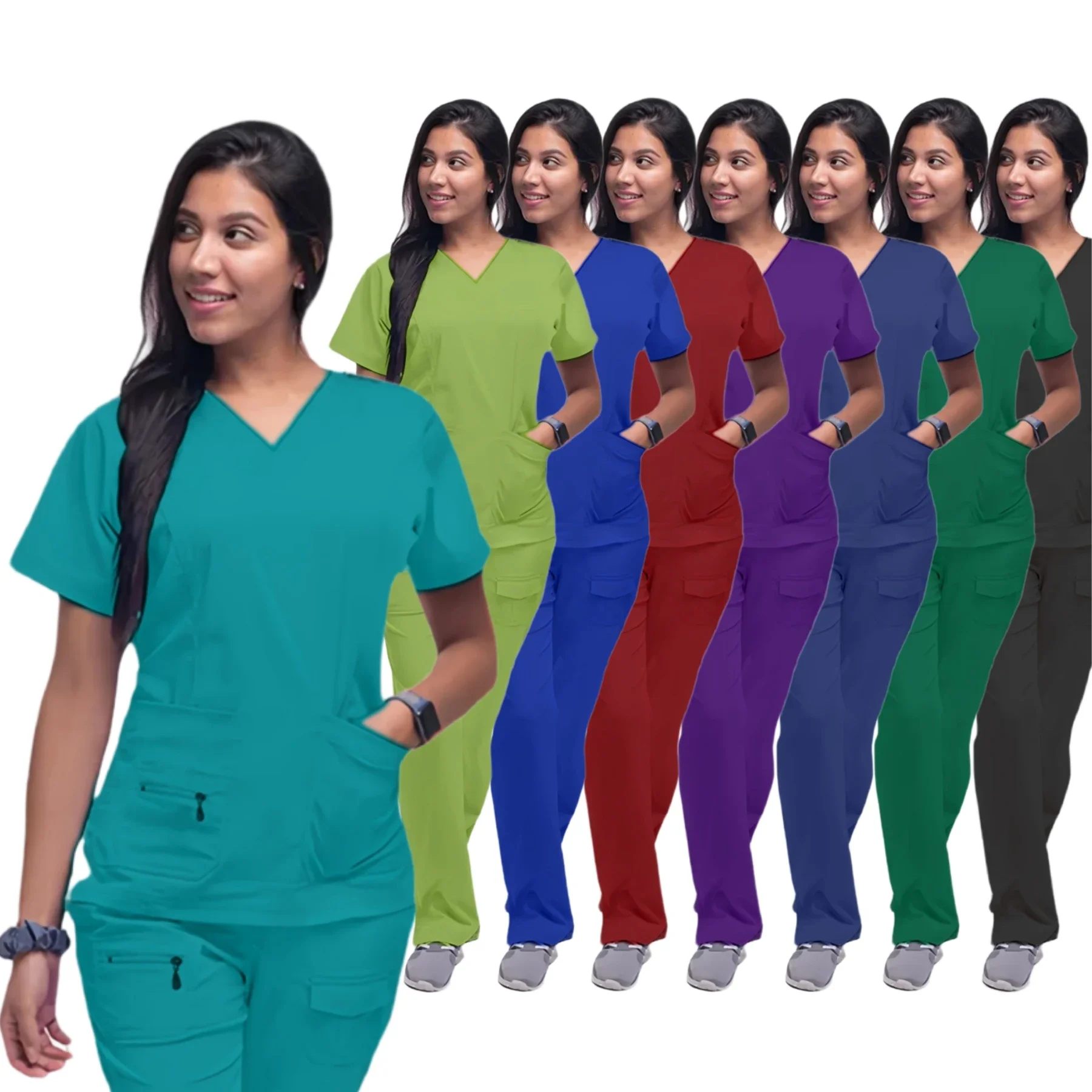 

Hot Sell Custom Scrubs Set Stretch Breathable Women Jogger Nursing Scrubs Uniforms Medical Spandex Hospital Surgical Uniforms