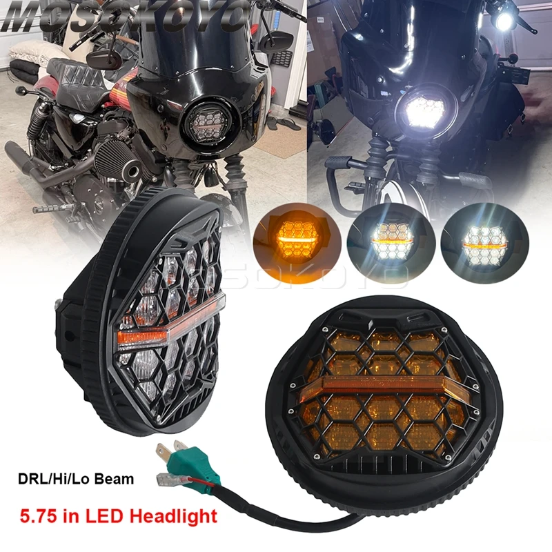 

E24 Motorcycle Headlamp DRL High Low Beam LED Headlight For Harley Sportster Dyna Softail FXST FXSTB FXSTC FXSTD FLSTSC FXR3 4