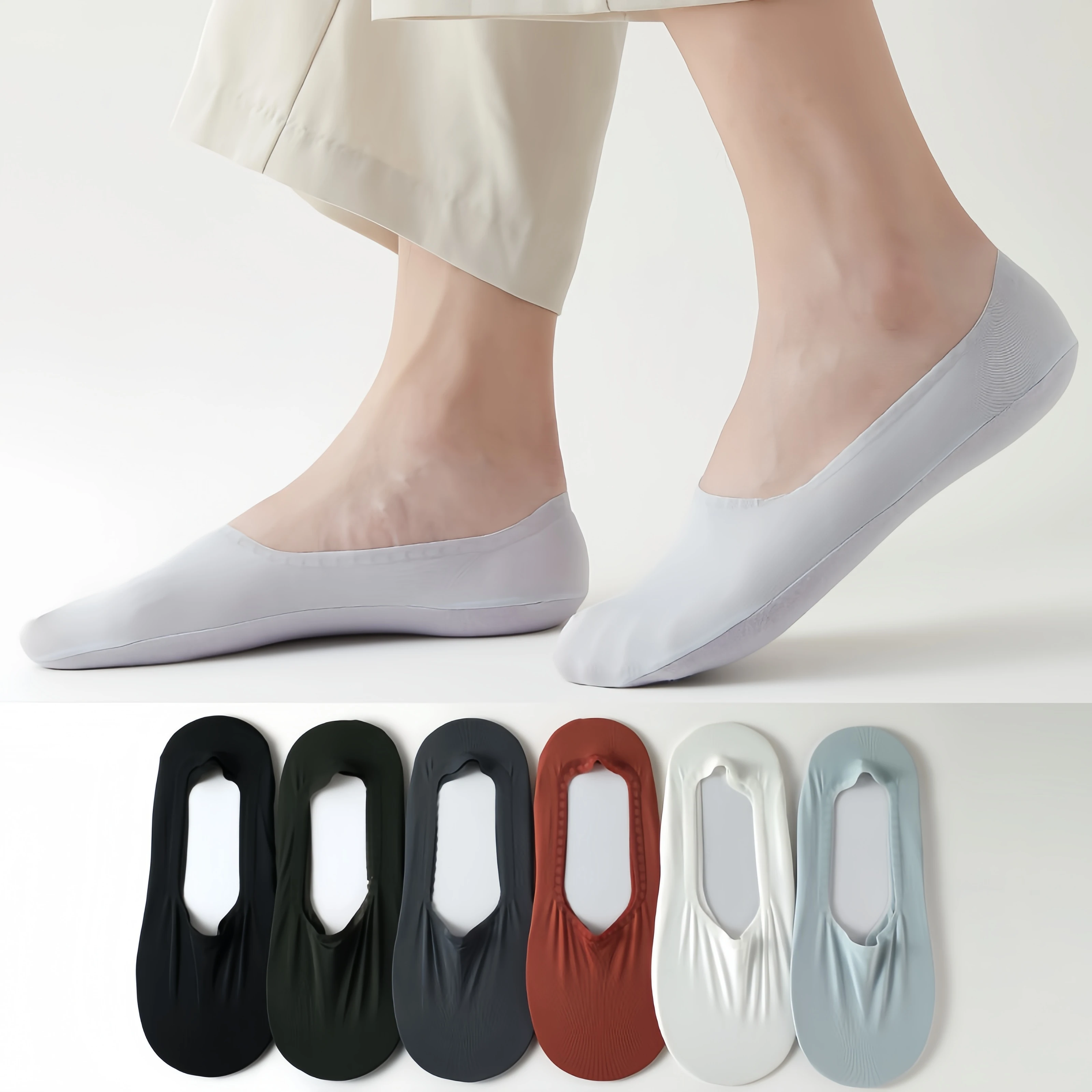

Miosam 5pair men's summer casual ice silk breathable soft comfort no show socks high stretch no-slip mesh low cut socks