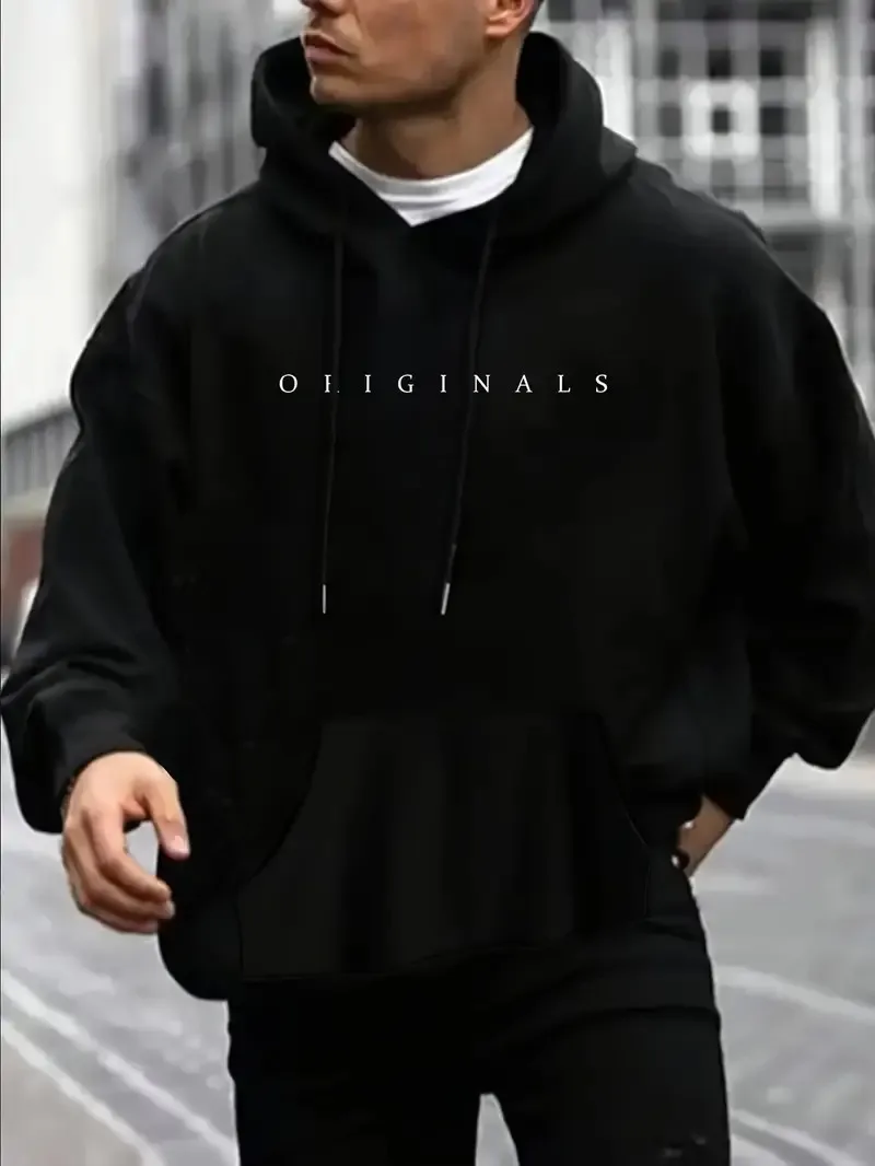 Neues Herren-Kapuzen-Sweatshirt für Herbst/Winter 2026. Lässig, stilvoll und vielseitig, aus weichem Stoff mit Buchstabendruck. – Detail 4