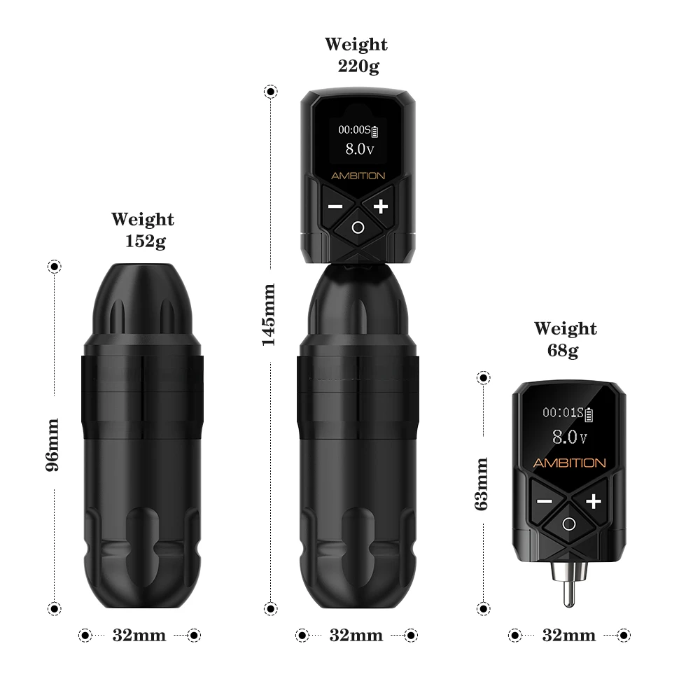 Powerful Motor 3.5/4.0mm Stroke Double Bearing Rotary Tattoo Pen Machine Kit with Kuark Battery for Artists Body Art