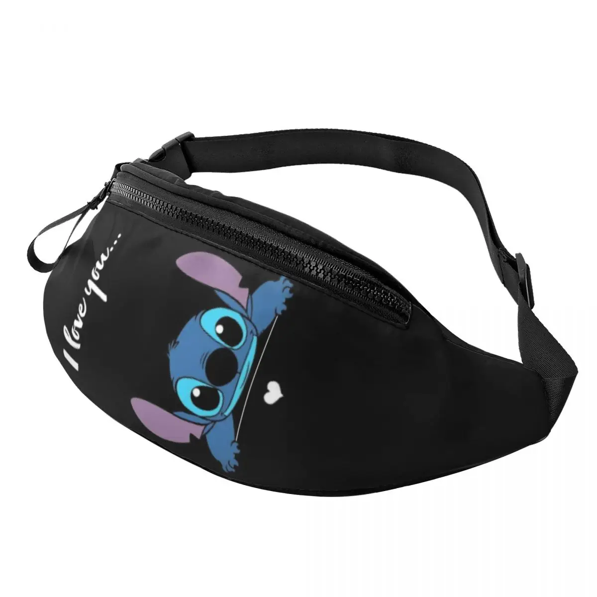 Custom Cute Stitch Fanny Pack Men Women Casual Cartoon Crossbody Waist Bag for Running Phone Money Pouch