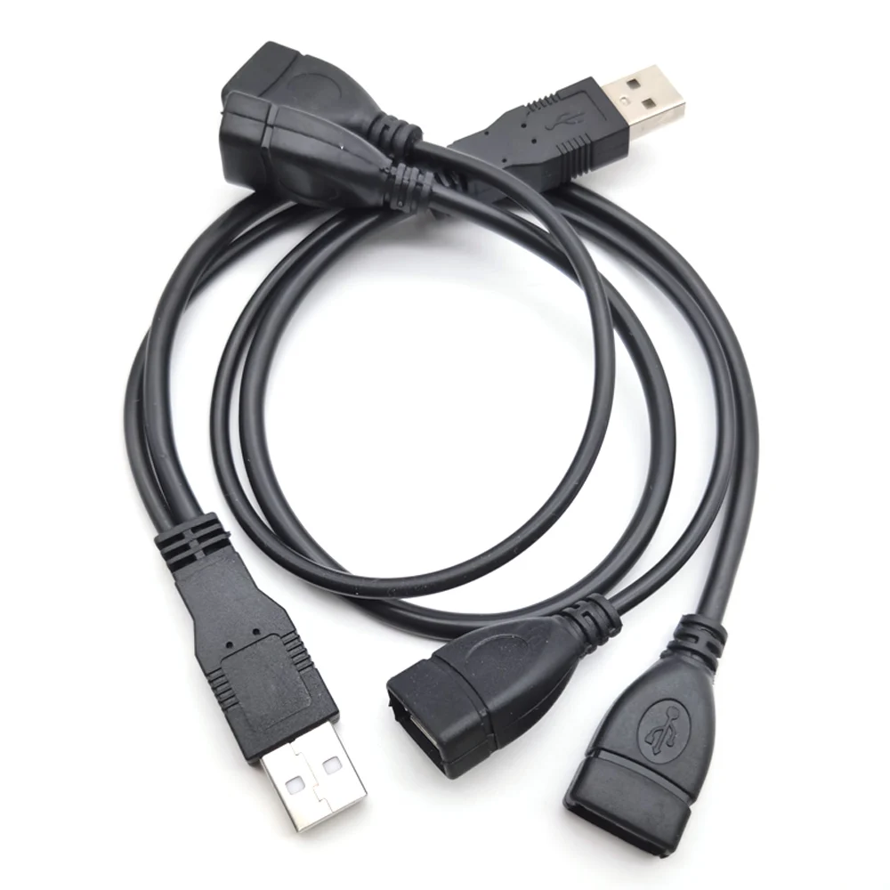 1Pc USB 2.0 A Y Cable 1 Male To 2 Female