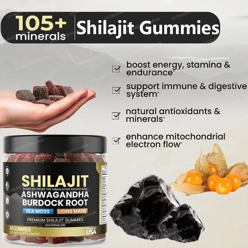 

Органические гималайские жевательные конфеты Shilajit с гривом из Эшаванда, морского мха и льва для поддержки энергии, иммунитета и фокусировки