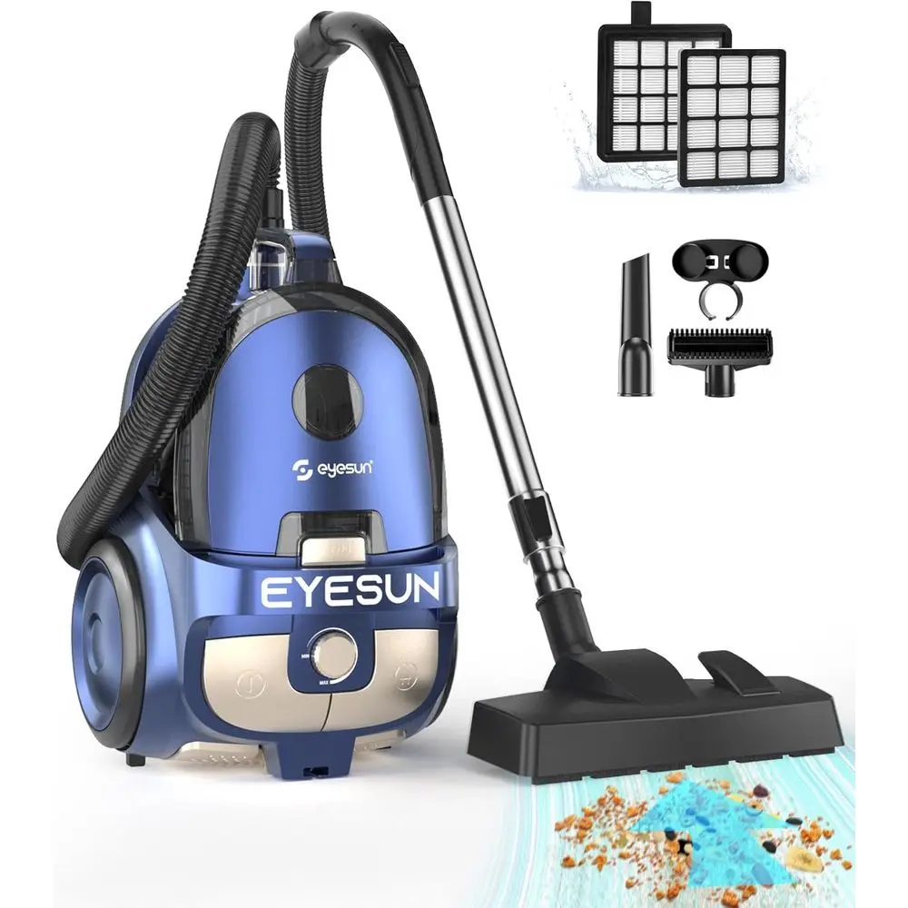 

Канистра-пылесос без мешка, мощный высокоскоростной канистра-пылесос без мешка мощностью 1600 Вт с пылесборником 4,5QT, щетка Pop-N-Go, HEPA-фильтр,