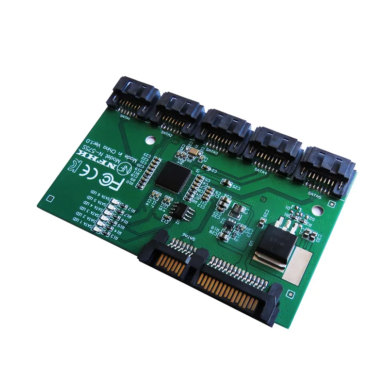 Multi Interface Expansion Adapter Board Card, JMB575, 1 Port SATA to 5 Port, SATA3.0