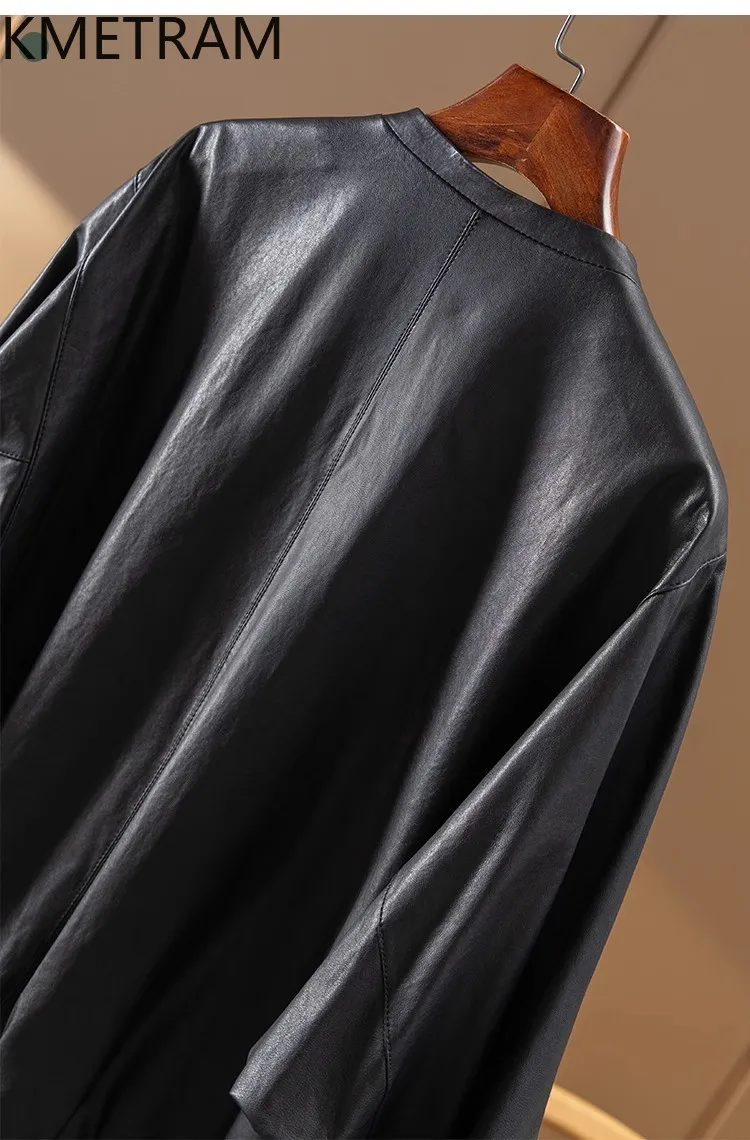 Giacca in pelle di pecora al 100% Donna Cerniera casual Giacche in vera pelle nera Donna Novità in capispalla Abiti autunnali 2025 дубл Javка