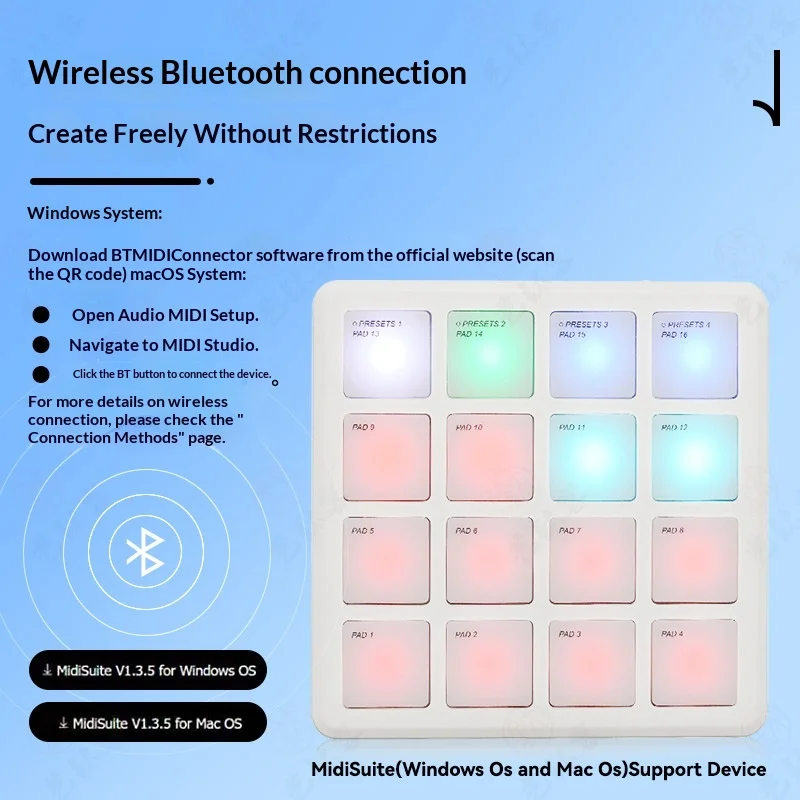 M-VAVE SMC-PAD POCKET Wireless Bluetooth MIDI Drum Pad Controller 16 Strike Pads Velocity Sensitive Pads for Music Production view 6