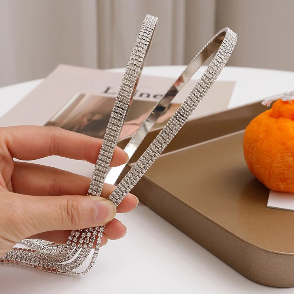 

2 шт., повязка на голову с кисточками и стразами, аксессуар для волос из сплава для женщин и девочек, свадебная вечеринка, выпускной, свадебные обручи для волос, повязки на голову с блестками