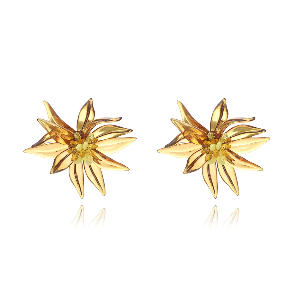 

ZAA Vintage Women Jewelry High Quality Yellow Resin Flower Drop Earrings Luxury Prom Party Accessoreis Personalized Girl Gifts