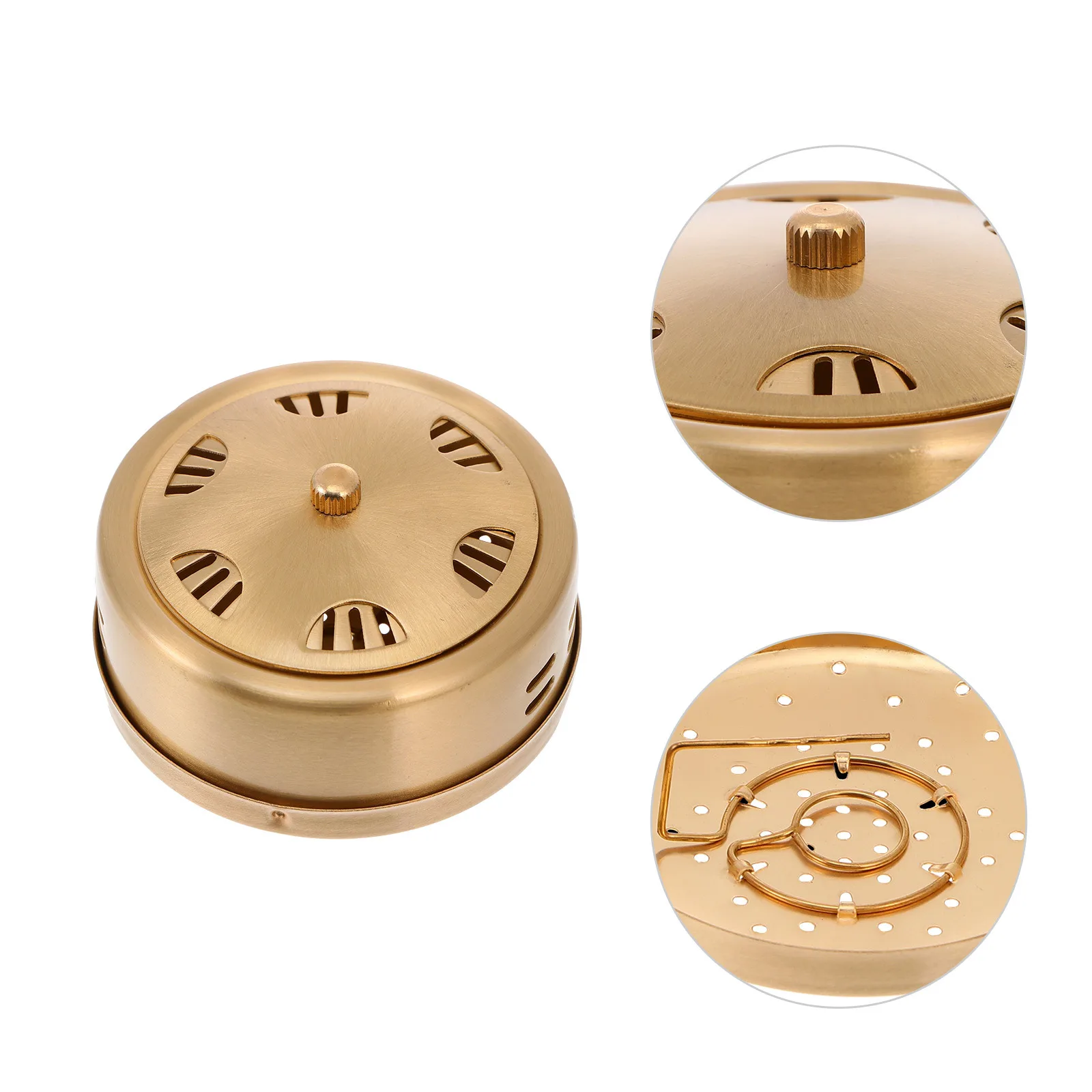 1 قطعة صندوق الكى المحمول الذهبي النحاس سميكة تصميم مكافحة تحرق Moxa الموقد الحال بالنسبة للمنزل تدليك العلاج أداة الصحة