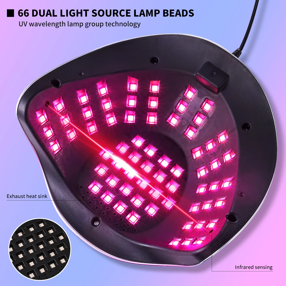 Lampe à ongles UV 208W 66LED, avec affichage dynamique, pour vernis à ongles en Gel UV, sèche-linge à durcissement rapide, manucure, Salon de maison, outils d'art des ongles