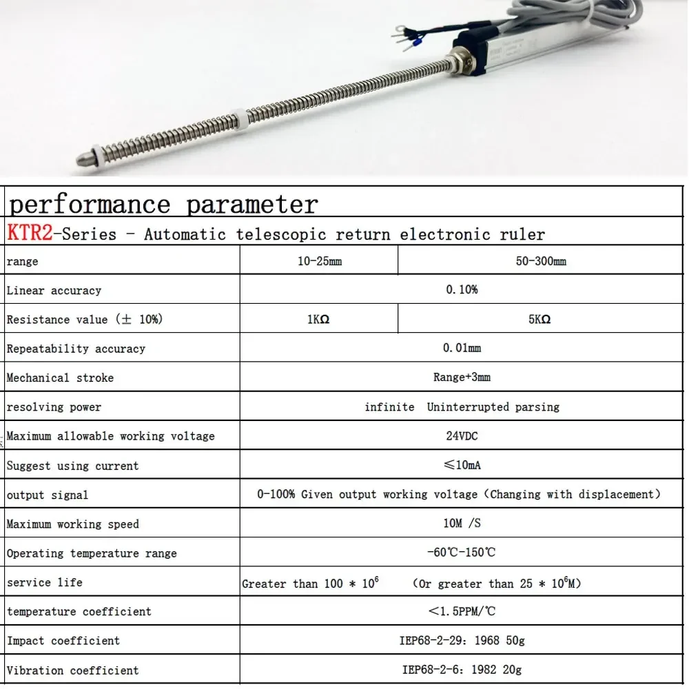 175-300mm digital linear displacement sensor scale injection molding machine pull rod measurement Automatic reset spring top rod