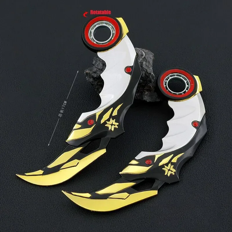 17cm valorant karambit campeão 2021 garra faca arma modelo versão ponderada rotativa todo metal espada jogo periférico menino presente